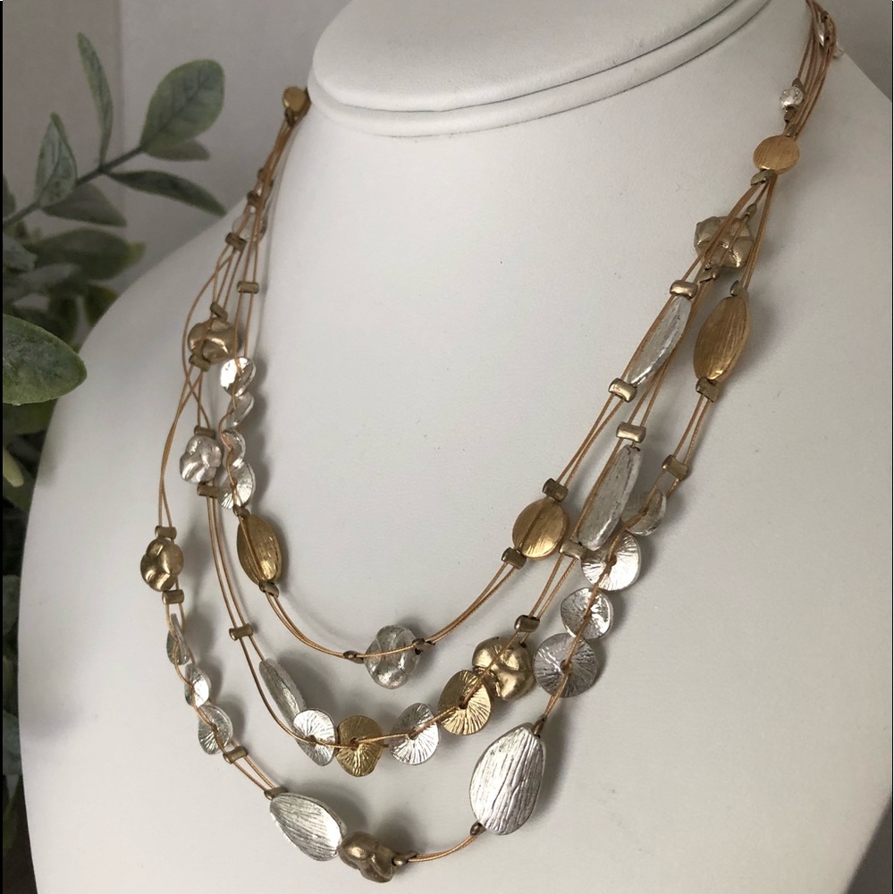 CHICO’S Necklace Floating Triple Strand Leaf